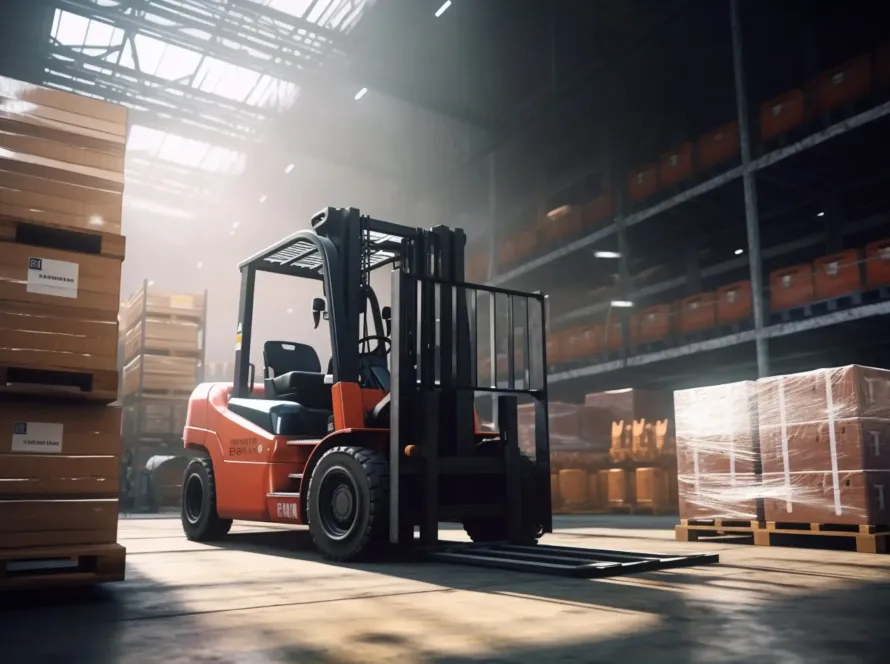 forklift is transporting cargo containers distribution warehouse 1 (1)